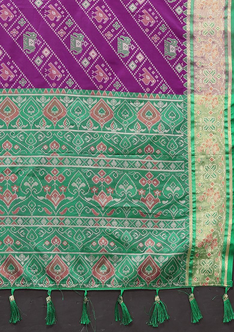 Wine Meenakari Patola Saree Set