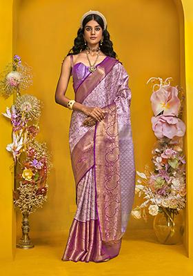 Lavender Weaving Silk Saree Set