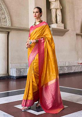 Mustard Weaving Silk Saree Set