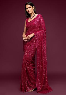 Pink Sequin Embroidered Georgette Sarees
