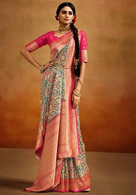 Multicolour Printed Banarasi Silk  Sarees