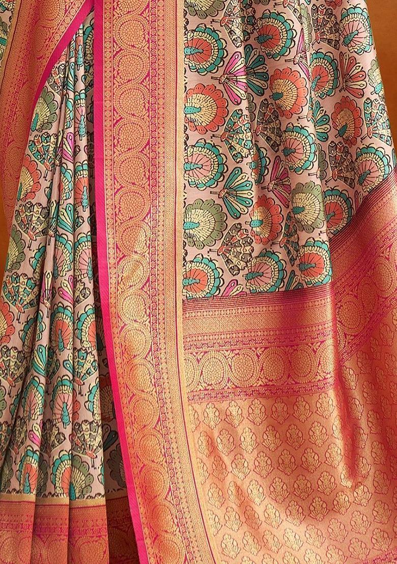 Multicolour Printed Banarasi Silk  Sarees