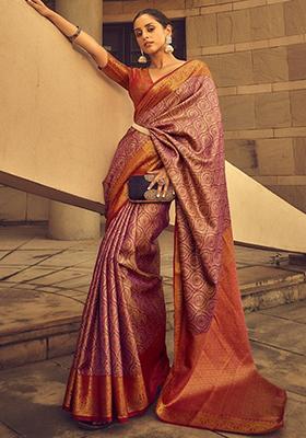 Purple Zari Woven Silk Sarees
