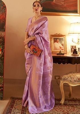Purple Zari Woven Silk Sarees
