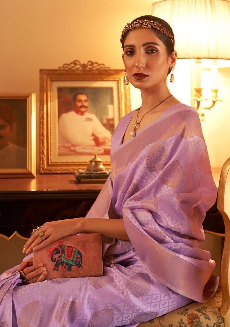 Purple Zari Woven Silk Sarees