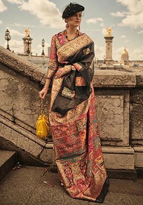 Black Zari Weaving Silk Sarees