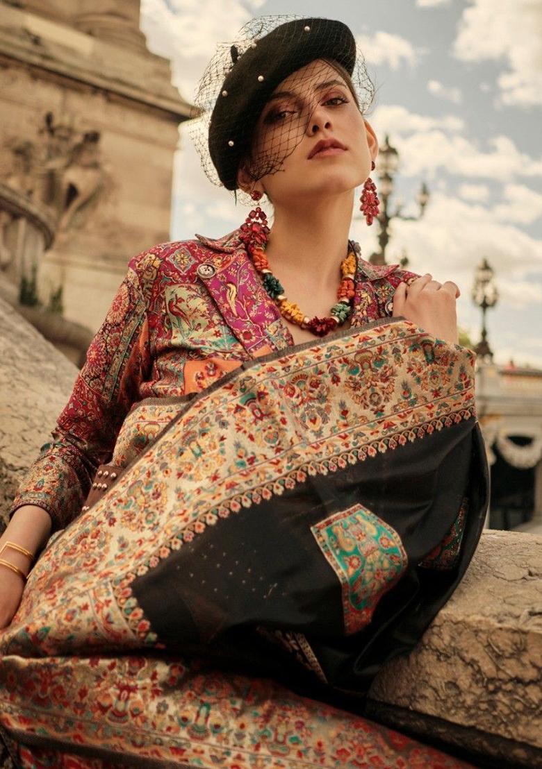 Black Zari Weaving Silk Sarees