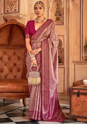 Purple Zari Weaving Silk Sarees