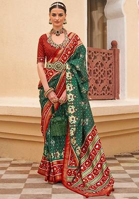 Green Printed Patola Sarees