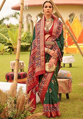 Green Printed Patola Sarees