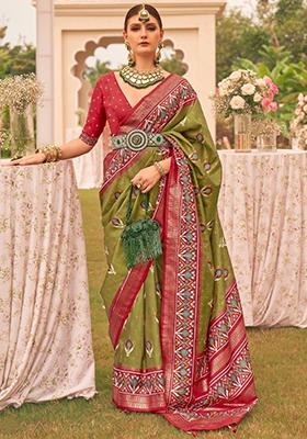 Green Printed Patola Sarees