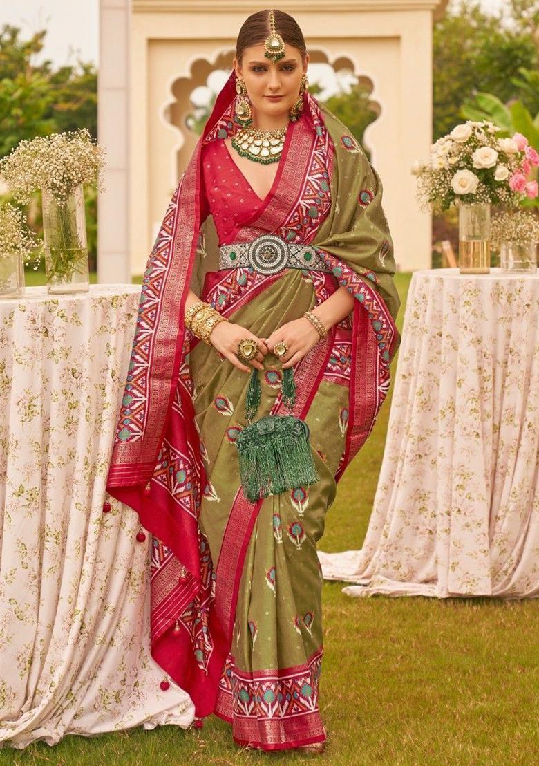 Green Printed Patola Sarees