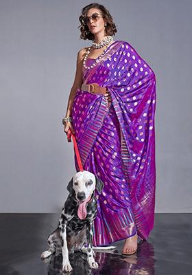 Purple Zari Weaving Silk Sarees