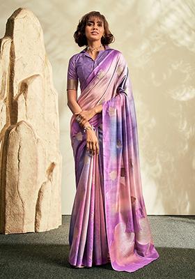 Purple Embroidered Silk Sarees