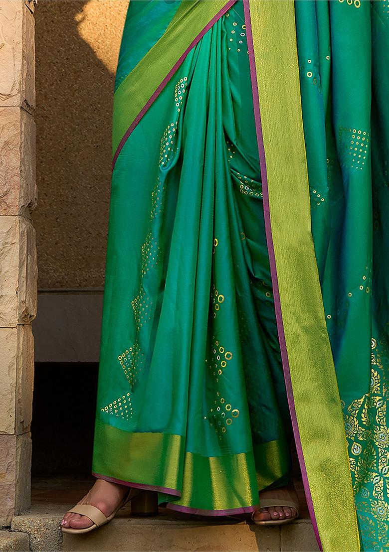 Green Zari Weaving Silk Sarees