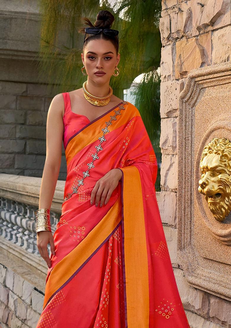 Red Zari Weaving Silk Sarees