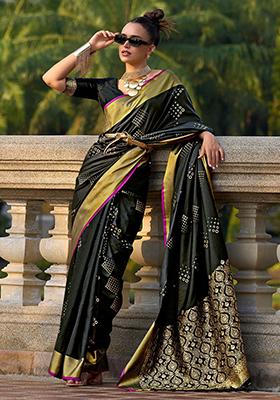 Black Zari Weaving Silk Sarees