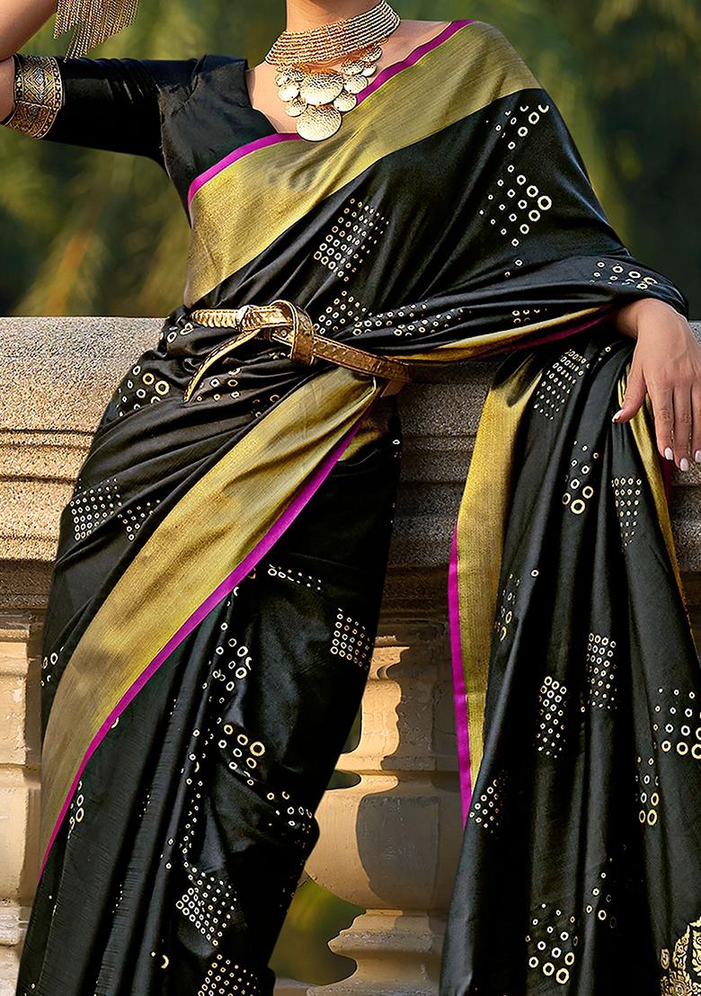 Black Zari Weaving Silk Sarees
