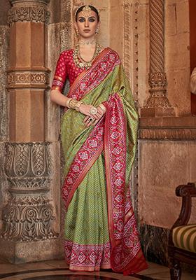 Green Printed Patola Sarees