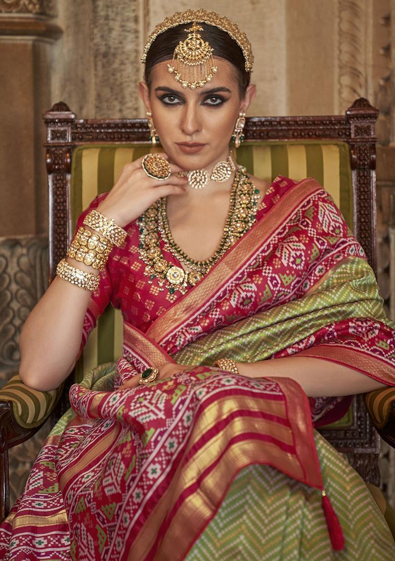 Green Printed Patola Sarees