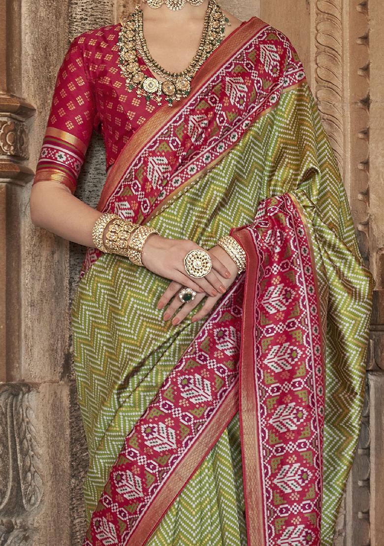 Green Printed Patola Sarees