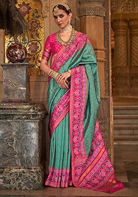 Green Printed Patola Sarees