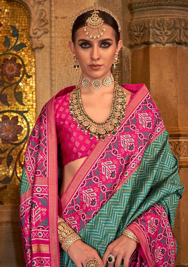 Green Printed Patola Sarees