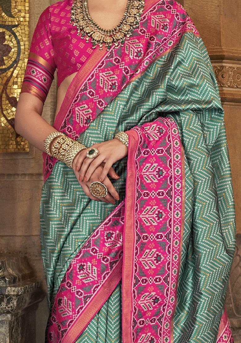 Green Printed Patola Sarees