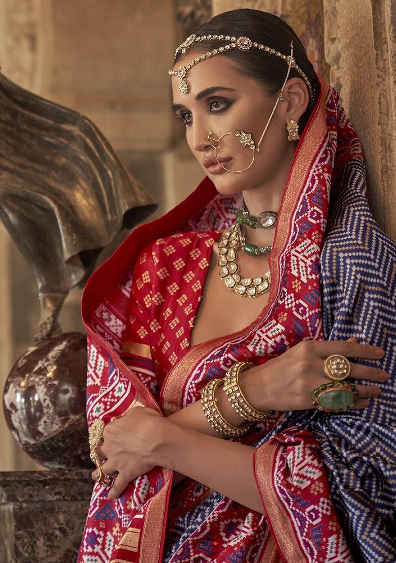 Navy Blue Printed Patola Sarees