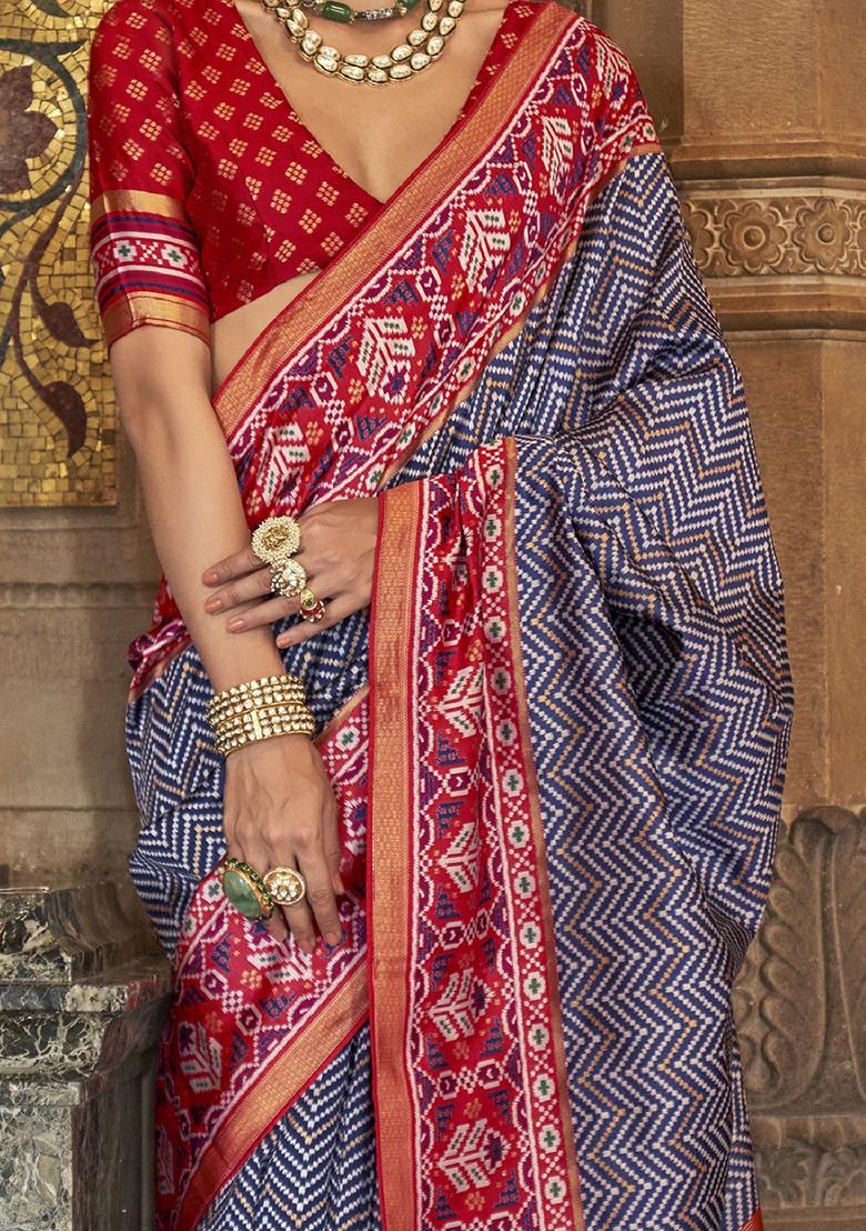 Navy Blue Printed Patola Sarees