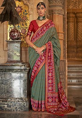 Green Printed Patola Sarees