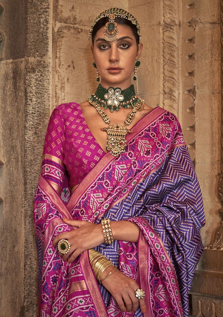 Purple Printed Patola Sarees