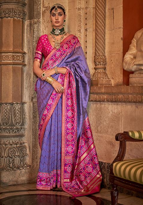 Purple Printed Patola Sarees