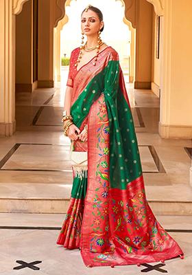 Green Zari Weaving Silk Sarees