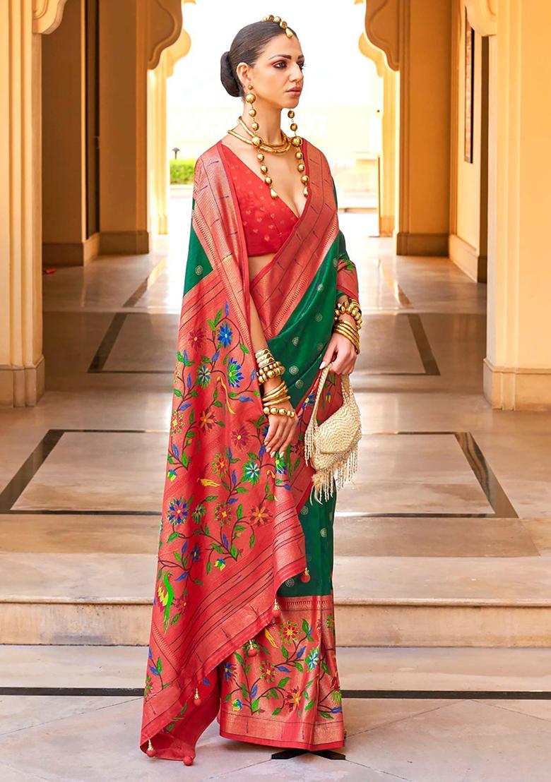 Green Zari Weaving Silk Sarees