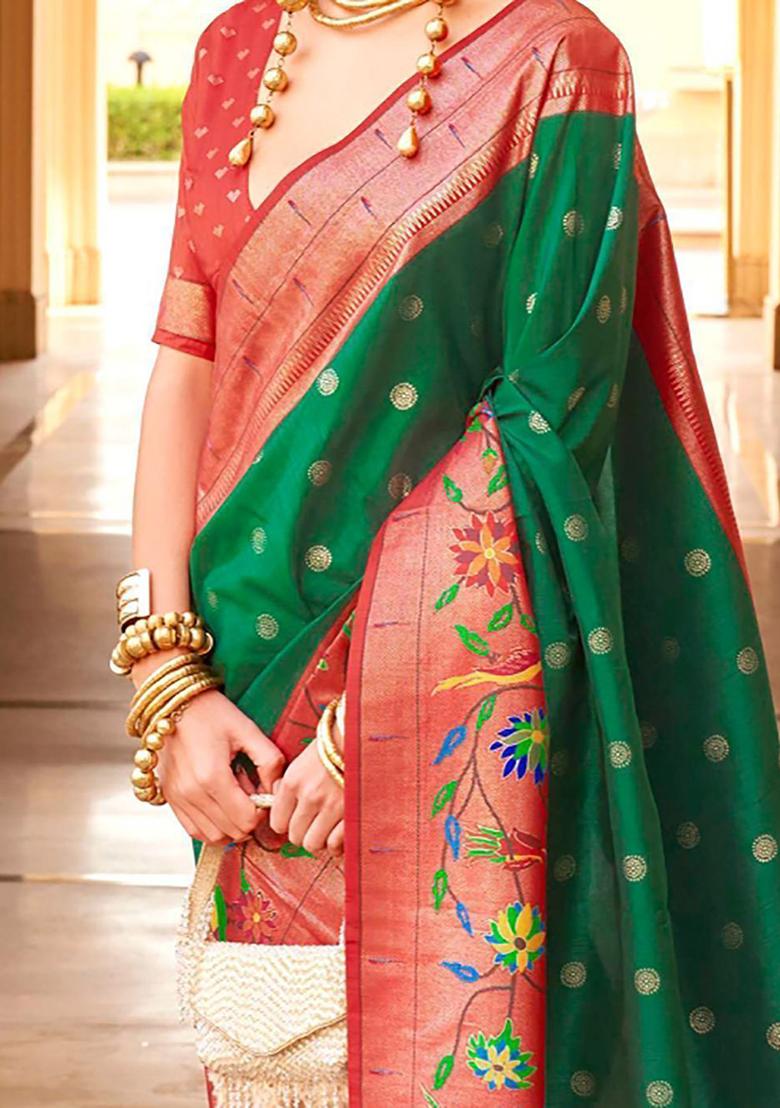 Green Zari Weaving Silk Sarees