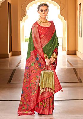 Green Zari Weaving Silk Sarees