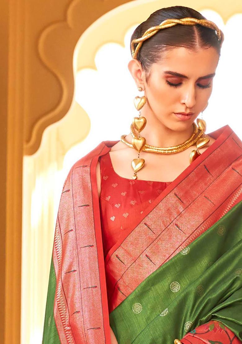 Green Zari Weaving Silk Sarees