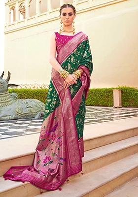 Green Zari Weaving Silk Sarees