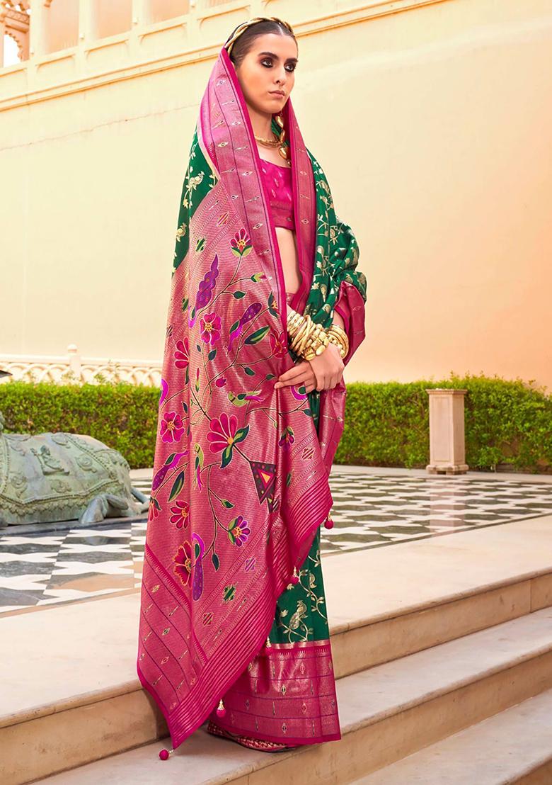 Green Zari Weaving Silk Sarees