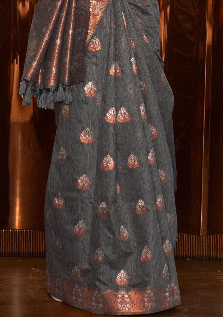 Grey Weaving Silk Sarees