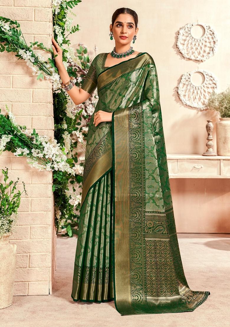 Green Zari Weaving Silk Sarees