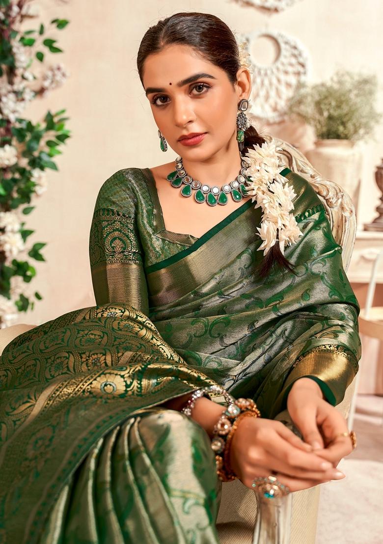 Green Zari Weaving Silk Sarees