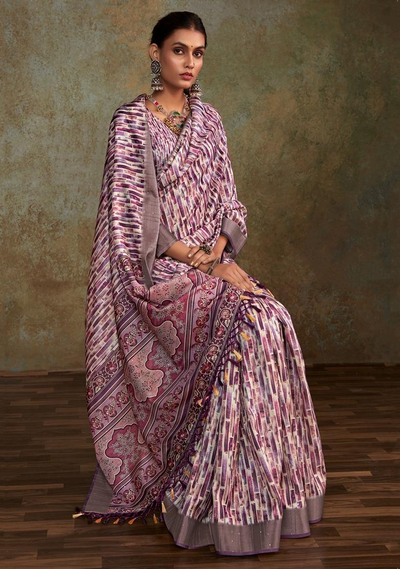 Multicolour Digital Print Silk Sarees