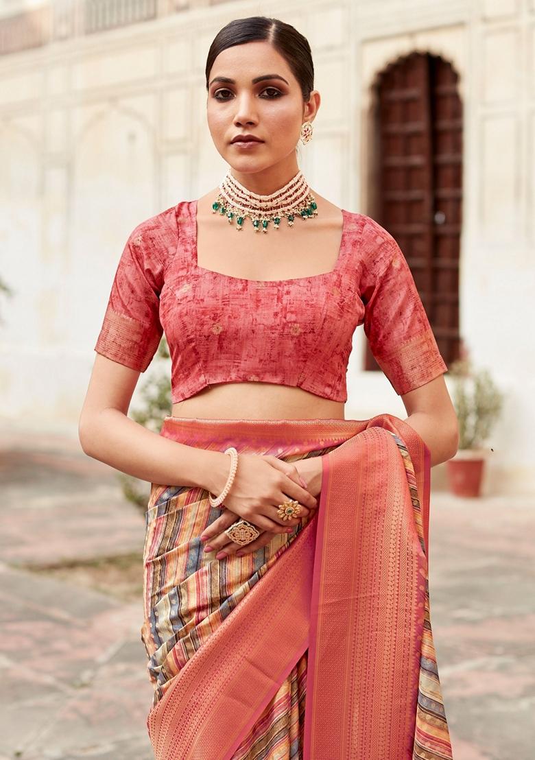 Multicolour Printed Tissue Silk Sarees