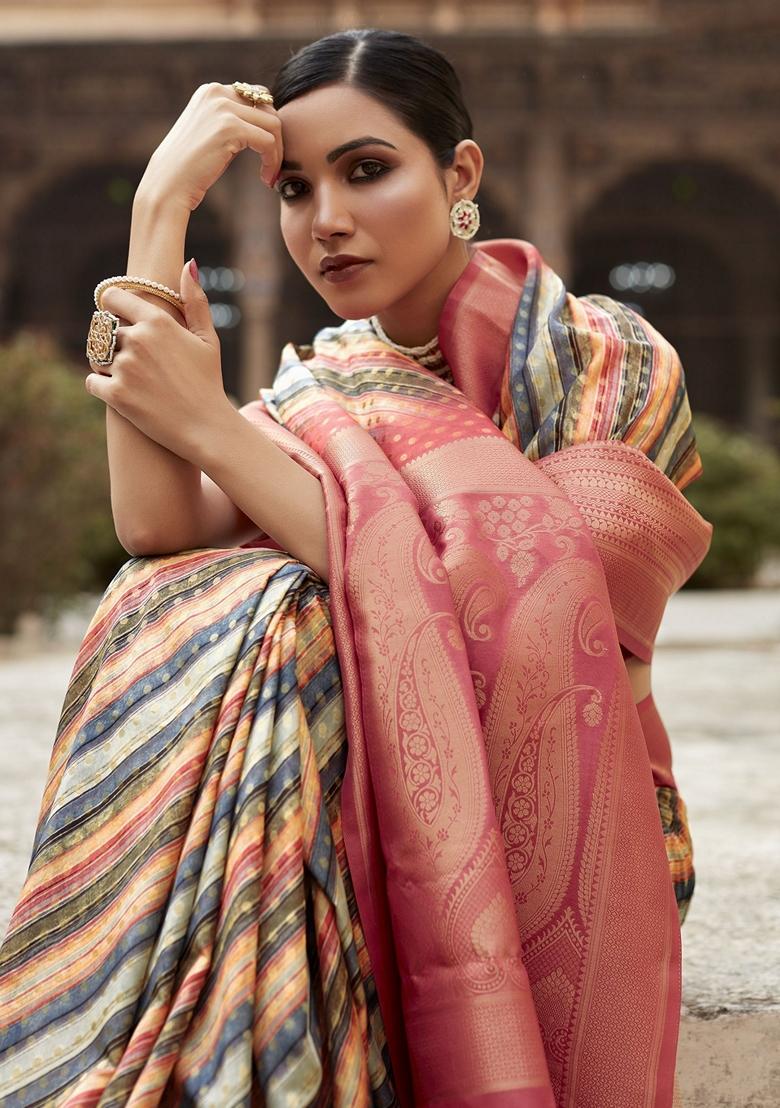 Multicolour Printed Tissue Silk Sarees