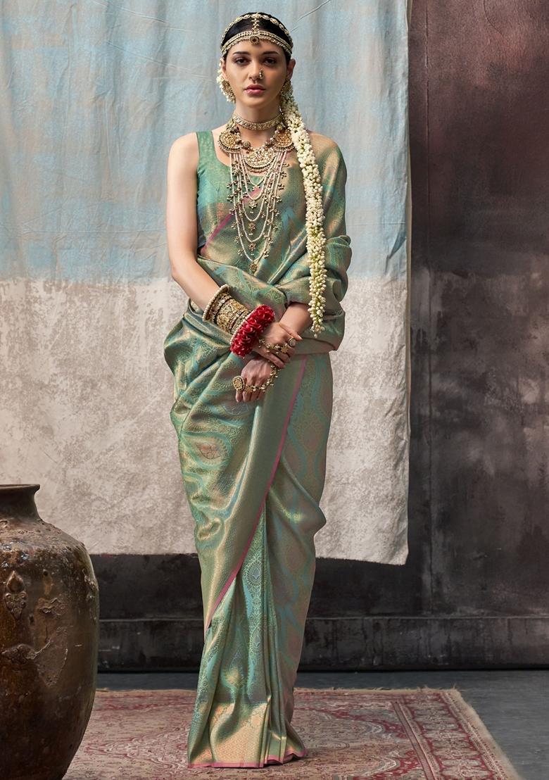 Green Zari Weaving Silk Sarees