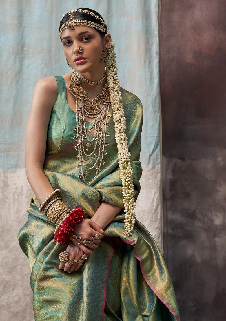 Green Zari Weaving Silk Sarees