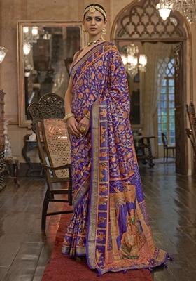 Purple Printed Patola Sarees