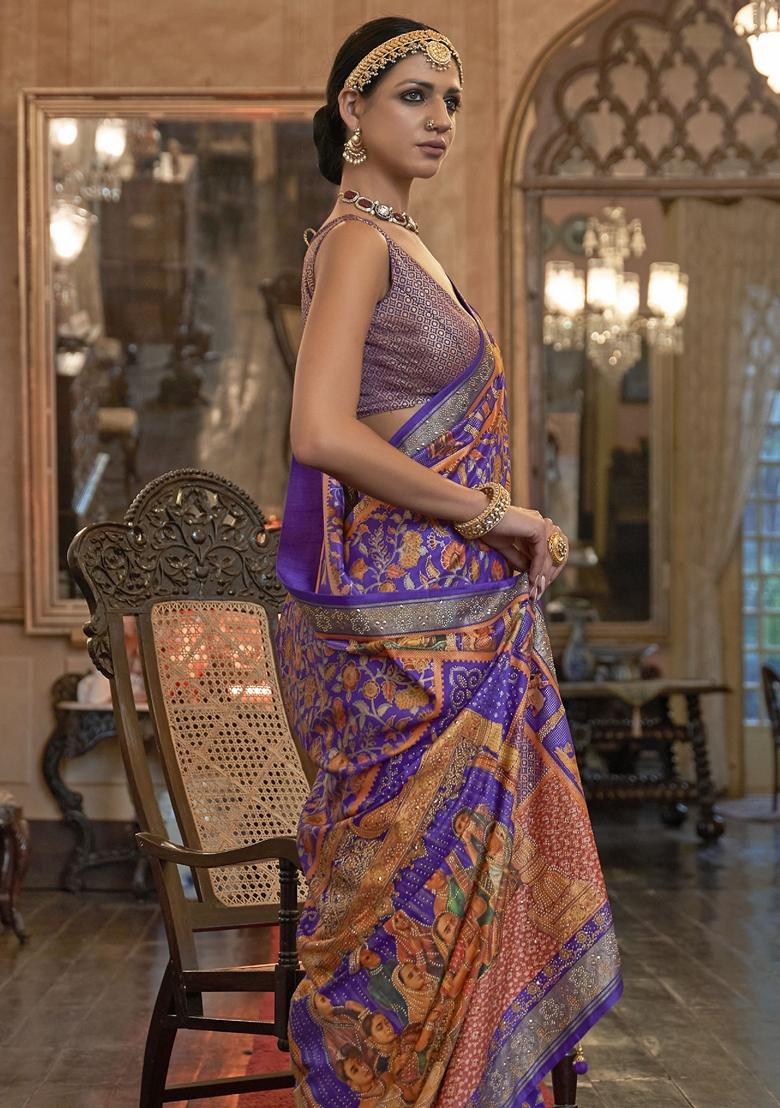 Purple Printed Patola Sarees
